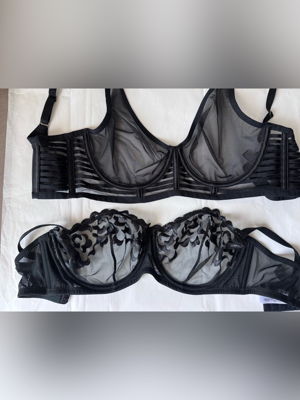 Bundle of 2 Victoria's Secret & Adore me Black Sheer Underwire Lace Bras